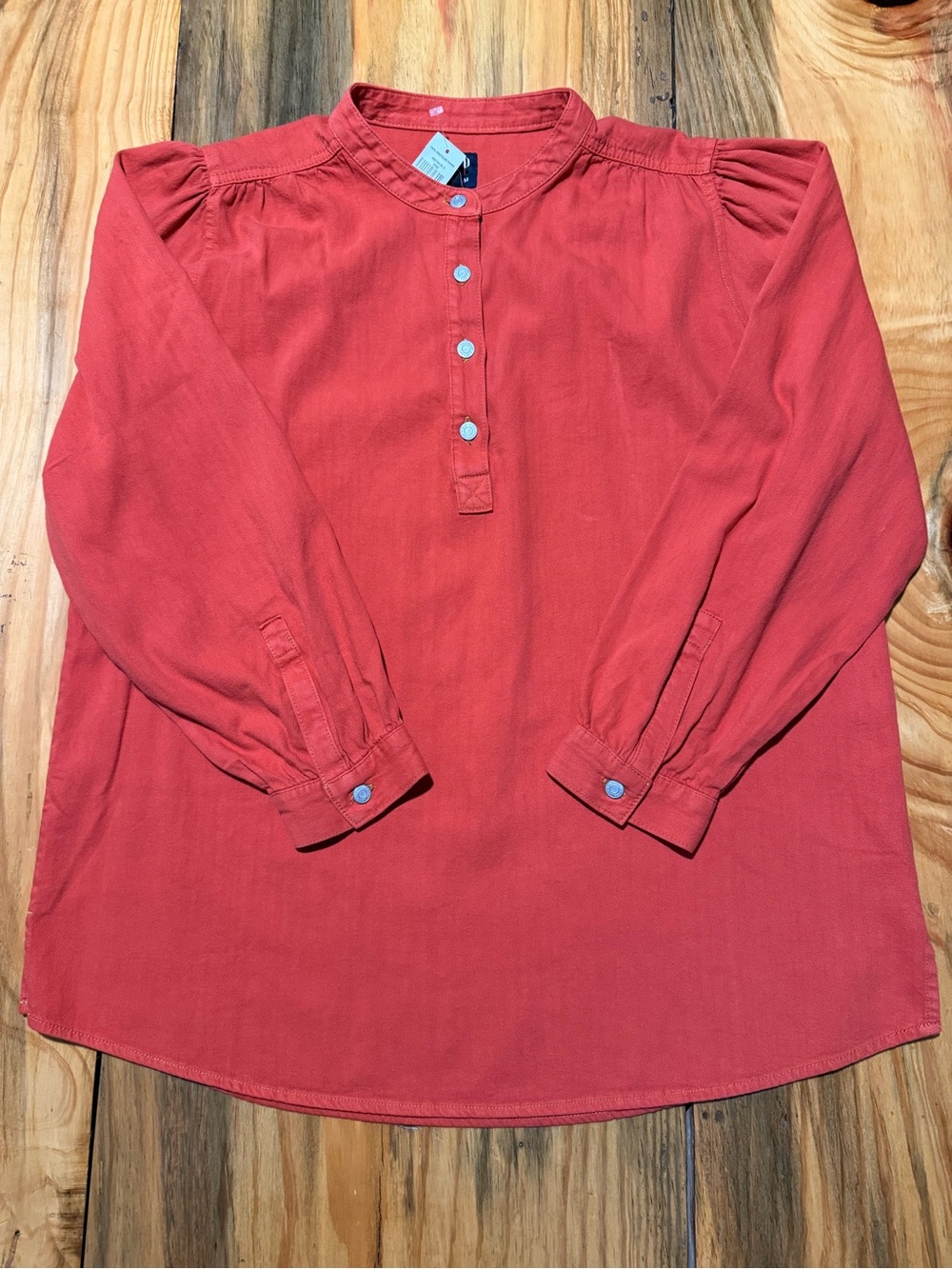 GAP Denim Coral Red Long Sleeve Women’s Shirt Blouse, Medium